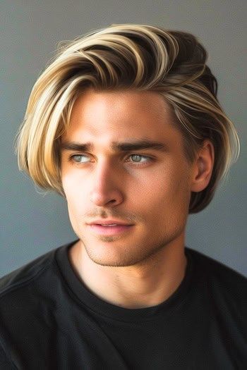 Mid-Length Voluminous Cut with Side Part Medium-Length Hairstyle For Men. Medium Length Waves, Medium Length Hairstyle, Undercut Long Hair, Hairstyle For Men, Quiff Hairstyles, Long Hair On Top, Short Beard, Tousled Waves, Natural Wavy Hair