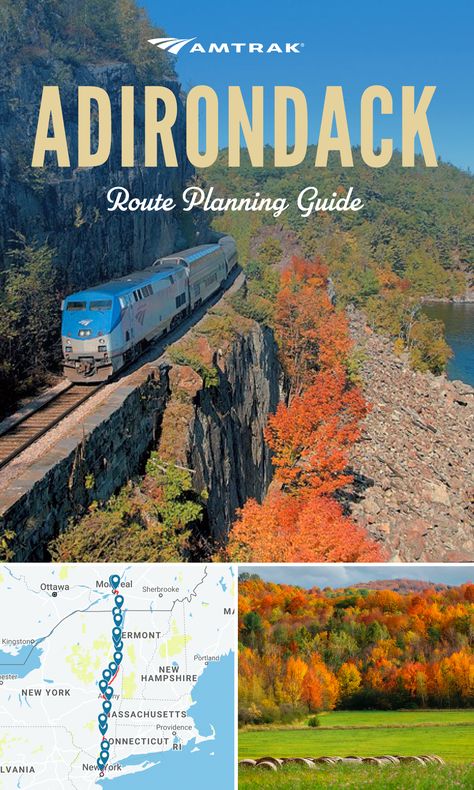 Amtrak Adirondack, Amtrak Train Travel, Fall Foliage Trips, Nyc Train, Train Adventure, Penn Station, Amtrak Train, Train Route, Mount Royal