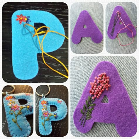 Embroidered Felt Letters, Felt Crafts Christmas, Felt Crafts Diy, Embroidery Alphabet, Alphabet Crafts, Felt Letters, Handmade Flowers Fabric, Block Letters, Embroidery Letters