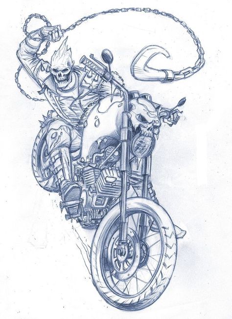 Ghostrider Sketch, Ghost Rider Drawing, Ghost Rider Tattoo, Ghost Rider 2007, Ghost Rider Pictures, Ghost Rider Wallpaper, Comic Art Sketch, Biker Tattoos, Motorcycle Drawing