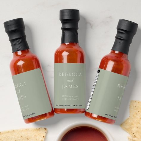 Label Design Bottle, Hot Sauce Favors, Initials Wedding Invitation, Edible Favors, Wedding Wine Labels, Bar Menu Wedding, Bottle Label Design, Elegant Wedding Favors, Hot Sauces