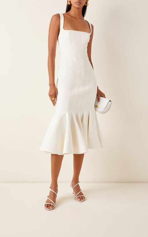 Mawson Square-Neck Stretch-Knit Midi Dress by Acler | Moda Operandi Easter Dresses For Toddlers, Garden Party Dress, Square Neck Dress, Elegant Dresses For Women, Dress Midi, Knit Midi, Knit Midi Dress, Guest Outfit, White Midi Dress