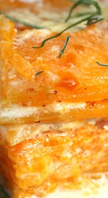 Butternut Squash Gratin Scalloped Butternut Squash Recipes, Butternut Squash Scallops, Butternut Squash Scalloped Potatoes, Scalloped Butternut Squash, Squash Gratin Recipes, Butternut Squash Apple Soup, Elegant Dishes, Squash Gratin, Butternut Squash Gratin