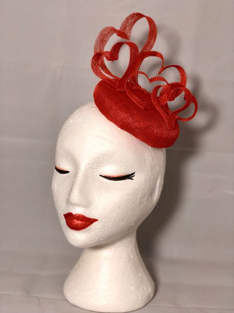 Heart Costume Diy, Heart Fascinator, Heart Headpiece, Origami Hat, Valentine Hats, Unusual Hats, Valentines Headband, Fascinator Hats Diy, Church Lady Hats