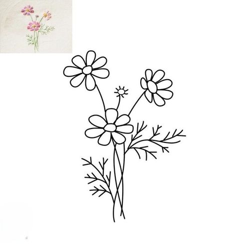 Simple Embroidery Designs Drawings, Flower Embroidery Pattern Free Templates, Embroidery Outline Designs, Embroidery Flowers Pattern Templates, Hand Embroidery Patterns Free, Beaded Flowers Patterns, Simple Hand Embroidery Patterns, Diy Embroidery Designs, Embroidery Template