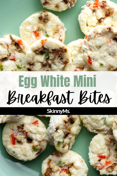 Mini Egg White Bites, Eggwhite Breakfast Ideas, Mini Breakfast Bites, Psmf Recipes, Egg White Bites, Egg White Breakfast, White Recipes, Delicious Healthy Breakfast Recipes, High Protein Yogurt