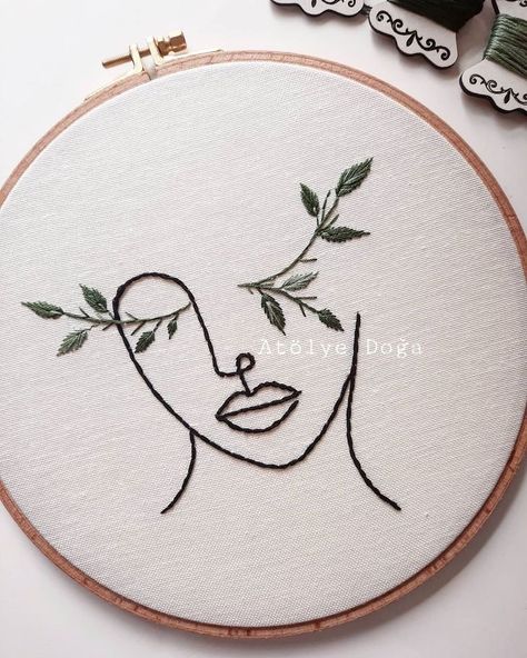 One Line, Broderie Simple, Pola Bordir, Textile Art Embroidery, Simple Embroidery Designs, Hand Embroidery Kit, Pola Sulam, Embroidery Flowers Pattern, Embroidery On Clothes