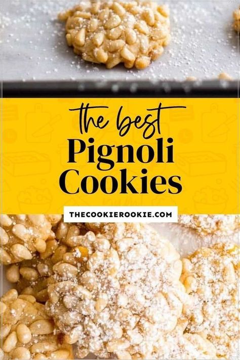 Pinole Cookies, Pignoli Cookies Recipe, Pignoli Cookies, Pine Nut Recipes, Easy Cookie Recipe, Classic Cookies Recipes, The Cookie Rookie, Homemade Recipes Dessert, Cookie Rookie