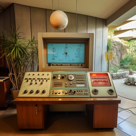 Retro Futurism Tech, 1960s Technology, 70s Tech, Retro Futurism Interior Design, Retro Futurism Interior, Spy Technology, Futuristic Office, Spy Equipment, Retro Gadgets