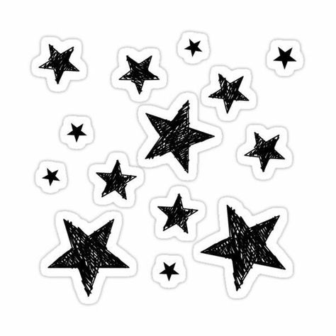 Phone Case Stickers Black And White, Stars Aesthetic Stickers, Stickers To Print Black And White, Phone Case Decoration Stickers, Notebook Stickers Aesthetic, Star Stickers Aesthetic, Star Stickers Printable, Black Stickers Aesthetic, Black And White Aesthetic Stickers