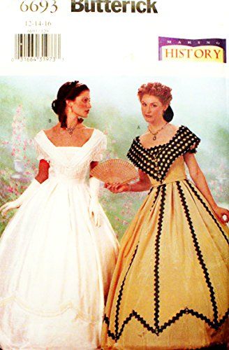 Southern Belle Costume, Empress Dress, Belle Gown, Butterick Dress Patterns, Southern Belle Dress, Gown Sewing Pattern, Belle Costume, Costume Sewing Patterns, Victorian Costume