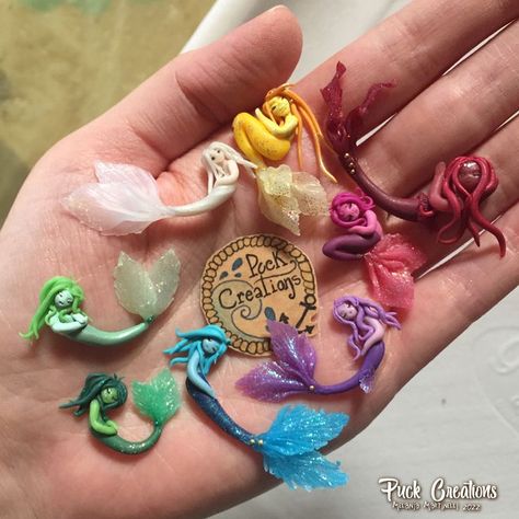 Clay Mermaid, Polymer Clay Mermaid, Miniature Mermaid, Polymer Crafts, Clay Art Projects, Fimo Clay, Clay Figures, Candle Centerpieces, Diy Clay Crafts