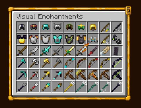 📣 This resource pack visually shows enchantments in item form and while worn! See what enchantments players have equipped. Save time and find that precious tool in your chest without checking them all! 🔗 Download: https://www.planetminecraft.com/texture-pack/visual-enchantments/ by @CiscuLog #minecraft #resourcepack Cit Minecraft, Minecraft Texture Pack, Rainbow Things, Circle Font, Minecraft Stuff, Minecraft Pixel Art, Video Setting, Minecraft Art, Minecraft Ideas