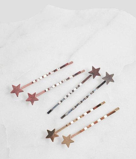 6 Pack Star Bobby Pins - Women's Accessories in Gold Rose Silver | Buckle Cute Bobby Pins, Tanishq Jewellery, Hair Acessories, Crystal Hair Vine, Women's Hair Accessories, Bobby Pin Hairstyles, Cute Themes, Gift Inspo, Simple Pins