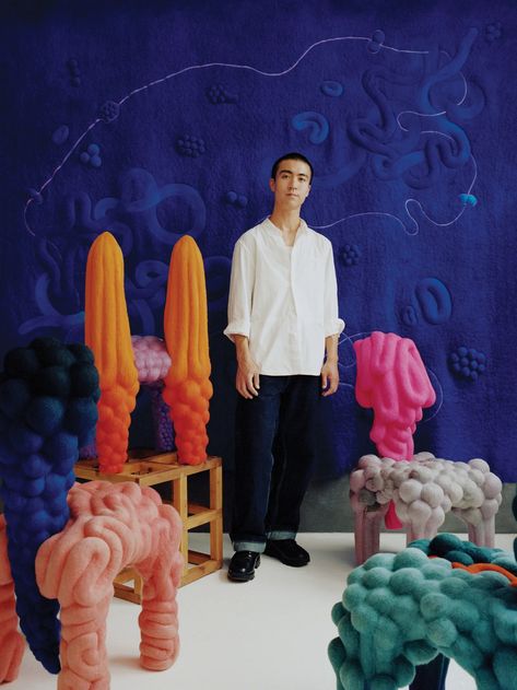 Meet the New York Based Artist Crafting Curious Microbe-Inspired Forms Out of Wool | Architectural Digest Artistic Furniture, Salon Art, Art Installation, Soft Sculpture, Architectural Digest, Installation Art, Textile Art, New Work, Wool Felt