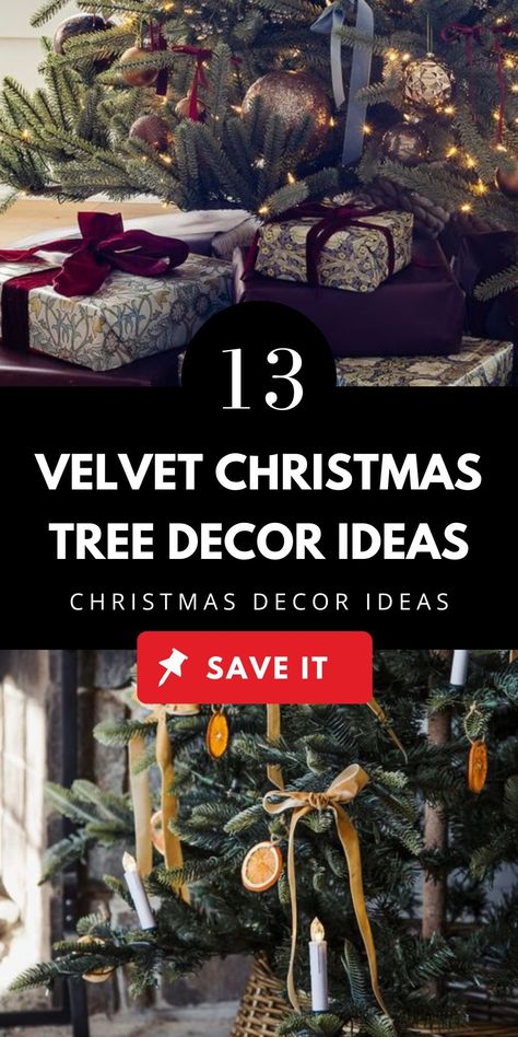 Make this Christmas luxurious with cozy velvet Christmas tree decor ideas! Try velvet ornaments and velvet bows on a prelit Christmas tree, adding green minimalist style for an unforgettable velvet Christmas vibe. Velvet decor makes your tree feel unique—save to inspire your holiday tree decor! Dramatic Christmas Tree, Velvet Bows Christmas Tree, Velvet Christmas Tree Decorations, Velvet Ribbon Christmas Tree, Velvet Ornaments, Prelit Christmas Tree, Happy Birthday Captions, Unusual Christmas Trees, Velvet Christmas Tree