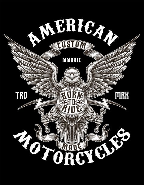 Born to Ride Eagle Logo by WolforDeer on Dribbble Club Motor, Logo Club, Born To Ride, Eagle Logo, Global Community, Creative Professional, Logo Design, Art Deco, ? Logo