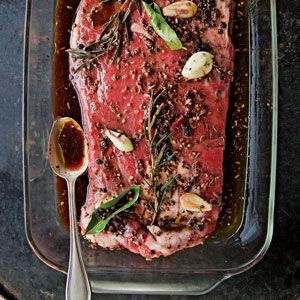 Marinated Flank Steak Recipe -  Flank steak, also known as London broil, marinated for a good, long time — in a mixture of red wine, Worcestershire sauce, garlic, various spices, and fresh rosemary  - Saveur.com Magazine Recipe, Marinated Flank Steak, Flank Steak Recipes, Culinary Travel, Steak Recipe, Flank Steak, Sandwich Bread, Roasts, Fresh Rosemary