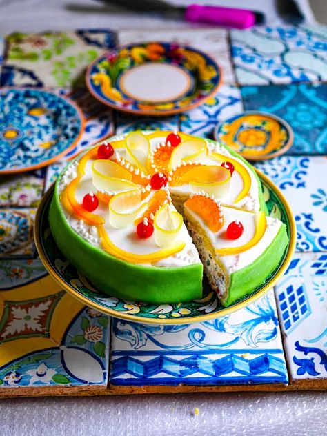 Italian Cassata Cake Recipe, Cassata Cake Recipe, Cassata Cake, Ricotta Cream, Maltese Recipes, Recipe For One, International Desserts, Candied Fruit, Italian Desserts