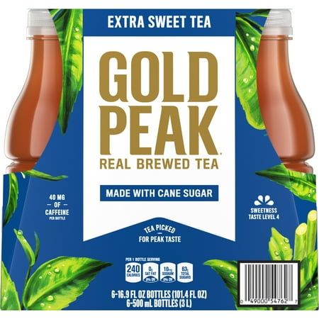 Gold Peak Extra Sweet Tea 16.9 fluid ounce (US) Non-Refillable Plastic other Bottle Other proprietary 6 Paperboard Size: Regular. Iced Tea Drinks, Gold Peak Tea, Online Grocery Shopping, Brewing Tea, Grocery Online, Sweet Tea, Southern Style, Tea Bottle, Black Tea