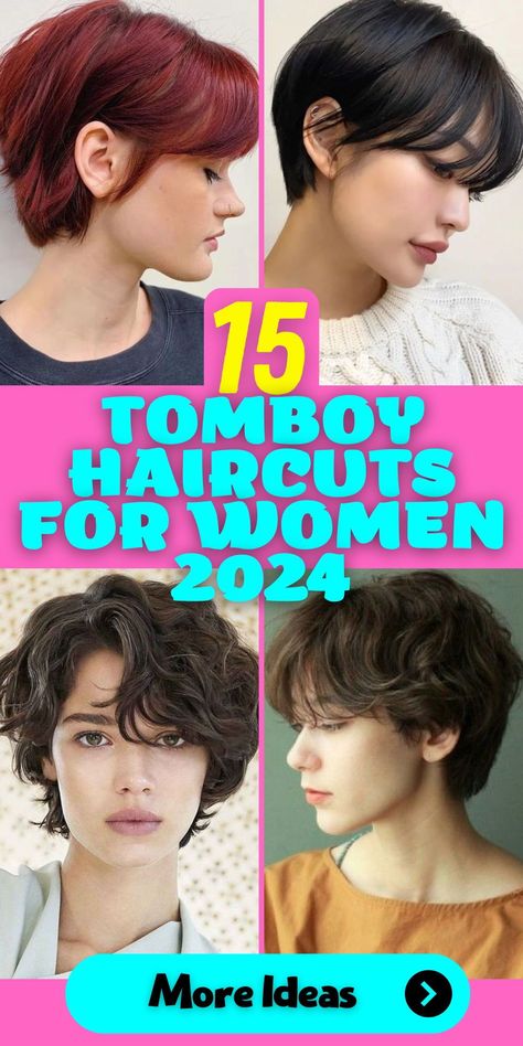 Elevate your style with Tomboy Haircuts for Women 2024, designed to add elegance to your bold statement. Whether it's short hair with bangs, medium-length variations, or even an undercut, these tomboy cuts offer a touch of sophistication to your edgy look. Go blonde for a fresh twist or keep it natural—2024 is your year to shine. Tomboy Haircuts For Women, Short Tomboy Haircut, Pageboy Haircut, Bold Haircuts, Tomboy Haircut, Undercut Hairstyles Women, Androgynous Hair, Short Hair Tomboy, Edgy Haircuts