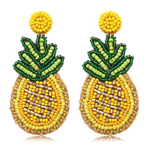 PRICES MAY VARY. ღ Bead Fruit Earrings -- We are obsessed with these fun and summery earrings! These beaded fruit earrings are so cute and easy to bring that little bit of summer to any outfit! They feature a stud with red, green, yellow, and gold beads and a felt backing, Vibrant, Unique, Colorful and Fun! Pairs perfectly with island tropics, a fun-loving crowd, and a very stylish outfit ღ Boho Fruit Dangle Earrings -- Enhance your attire with these vibrant artisanal earrings to show off your f Watermelon Earrings, Pineapple Watermelon, Yellow Pineapple, Pineapple Dress, Summer Beach Jewelry, Pineapple Earrings, Fruit Earrings, Earrings Summer, Buy Bead