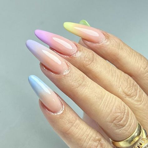 Almond Nails Winter Colors 2023 - 2024 20 Ideas: Stay Trendy and Chic! - women-club.online Pastel Ombre Nails Almond, Pastel Nails Almond Shape, Winter Colors 2023, Almond Nails Winter Colors, Best Almond Nails, Almond Nails Winter, Nails Acrylic Long, Nails Acrylic Almond, Nails Acrylic Short