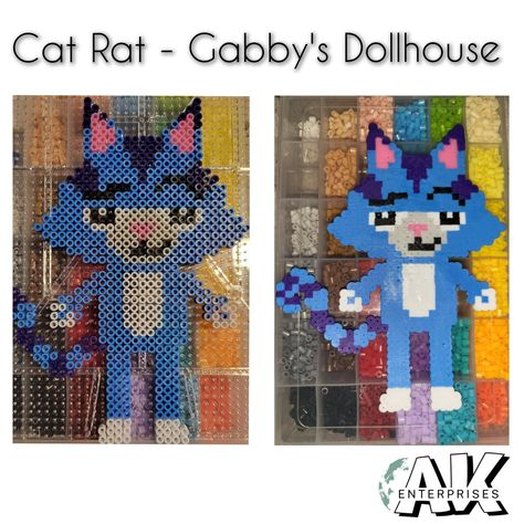 Cat Rat Gabby Dollhouse, Gabbys Dollhouse Characters, Easy Perler Beads, Dollhouse Crochet, Perler Beads Ideas, Gabby Dollhouse, Peg Boards, Easy Perler Beads Ideas, Fuse Bead Patterns