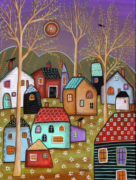 karla gerard art: Newest Paintings Karla Gerard Art, Arte Naive, Karla Gerard, Whimsical Art Paintings, Arte Folk, Original Canvas Painting, Morning Greetings, Naive Art, Folk Art Painting