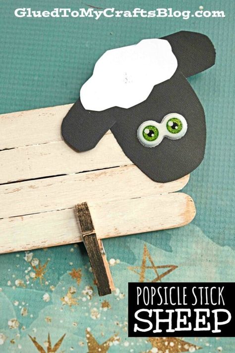 #gluedtomycrafts Popsicle Stick Baby Sheep - Kid Craft Idea For Spring Preschool Farm Crafts, Sheep Craft, Preschool Farm, Flock Of Sheep, Sheep Crafts, Farm Preschool, Pre Writing Activities, Baby Sheep, Stick Crafts