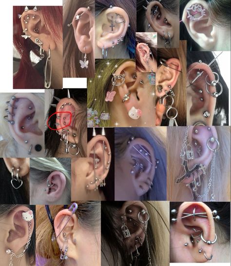 Scene Piercings, Fursona Design, Kpop Earrings, Clothes Ideas, Hair Inspo, Ear Piercings, Ear Cuff, Piercings, Design Ideas