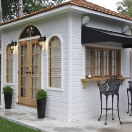 Options & Upgrades | Summerwood Small Pool House, French Double Doors, Pool Cabanas, Home Studios, Pool Shed, Backyard Getaway, Shed Sizes, Pool Cabana, Double French Doors