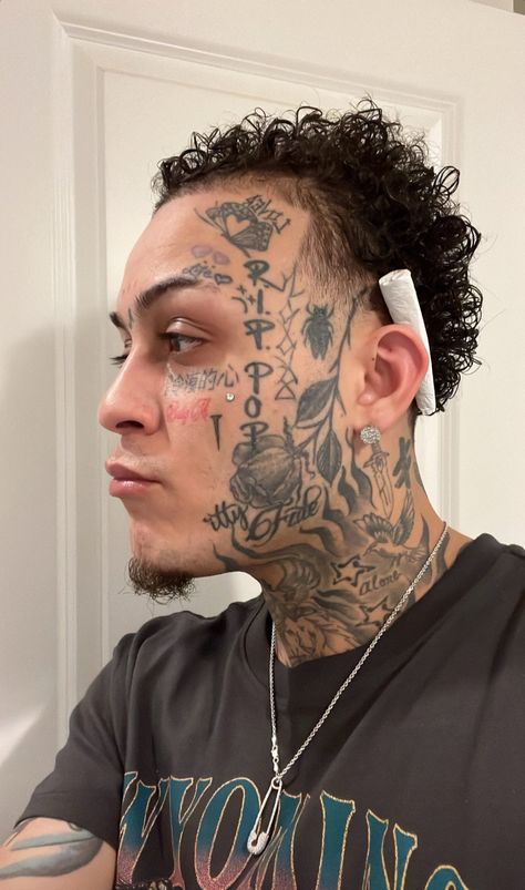 #lilskies #rappers #wallpapers #music Rappers Tattoos Ideas, Future Tattoos Rapper, Rapper Jewelry Diamonds Wallpaper In Blue Light, Rappers Face Tattoos, Small Face Tattoos, Hip Hop Tattoo, Sexyyredd Rapper Pfp, No Regrets Tattoo, Face Tats