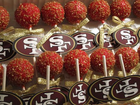 49ers Strawberries, 49ers Food Ideas, 49ers Food, 49ers Party, 49ers Cake Pops, 49ers Treats, 49er Party, 49ers Dessert Ideas, 49er Cake Pops