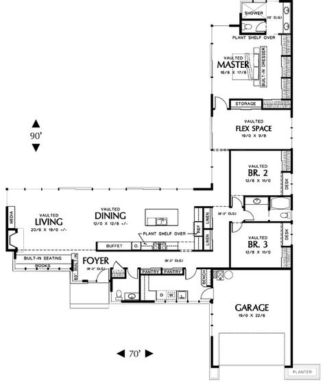 L Shaped Ranch, L Shaped House Plans, L Shaped House, Flex Space, California Ranch, Ranch Style House Plans, Garage House Plans, Passive Solar, Passive House