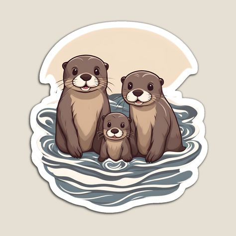 Get my art printed on awesome products. Support me at Redbubble #RBandME: https://www.redbubble.com/i/magnet/Super-Sweet-Otter-Family-For-Otter-Lovers-by-LewisHope/163119821.TBCTK?asc=u Otter Family, Otter Drawing, Otter Art, Beach Nursery, Back To School Art, Baby Otters, Boys Sticker, Sticker Template, Anime Stickers