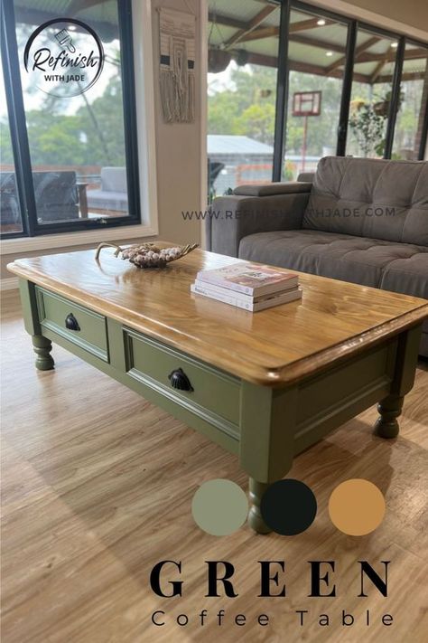 Painting Old Coffee Tables, Wooden Coffee Table Refurbished, Refinished Living Room Furniture, Refinishing Wood Coffee Table, Renovated Coffee Table, Refinished Living Room Tables, Refinished Wood Coffee Table, Diy Vintage Coffee Table, Upcycled Wooden Table