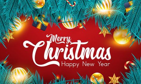 Realistic merry christmas and happy new ... | Premium Vector #Freepik #vector #background #christmas #christmas-tree #christmas-background Christmas Tarpaulin Design, Tarpaulin Design, New Year Design, Certificate Background, Happy New Year Background, Happy New Year Design, Background Christmas, Merry Happy, New Year Designs