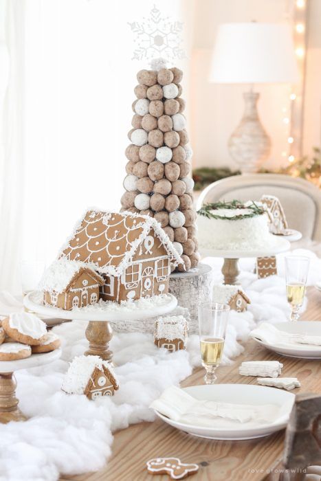 This adorable dessert table is perfect for the holidays and kids! Celebrate Christmas with gingerbread houses, a donut tree, festive cakes, cookies and more! Christmas Sweet Table, Sweet Table Decorations, Christmas Decor Diy Cheap, Christmas Dessert Table, Cheap Christmas Diy, Christmas Decoration Ideas, Christmas Brunch, Christmas Dessert, Gingerbread Houses