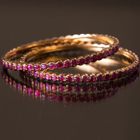 Ruby Bangles Gold, Kemp Jewellery, Stone Bangles, Ruby Bangles, Burmese Ruby, Gold Jewelry Outfits, Rose Stone, Bangles Gold, Modern Bracelets