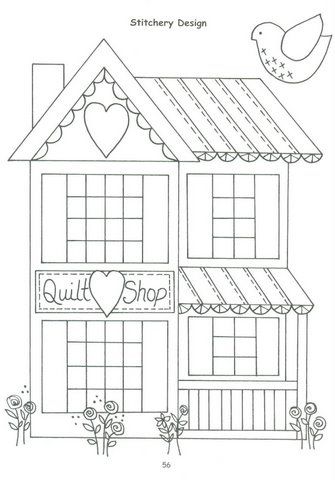 village patch/RETIRADO DA NET House Quilt Block, House Quilt Patterns, Applique Templates, Redwork Embroidery, House Quilts, Applique Patterns, Hand Embroidery Patterns, Applique Quilts, Craft Patterns