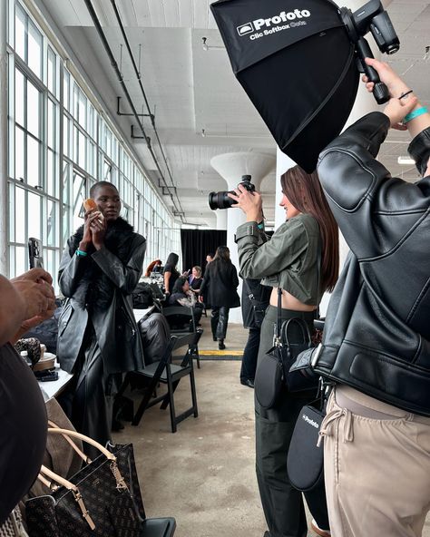 Model posing with perfume for a photo backstage at a NYFW show before walking the runway. Nyfw Aesthetic, Fashion Industry Aesthetic, Nyc Aesthetic Fashion, Nyfw 2024, Nyfw Backstage, Industry Aesthetic, Runway Model Aesthetic, Aesthetic Nyc, Nyc Fashion Week