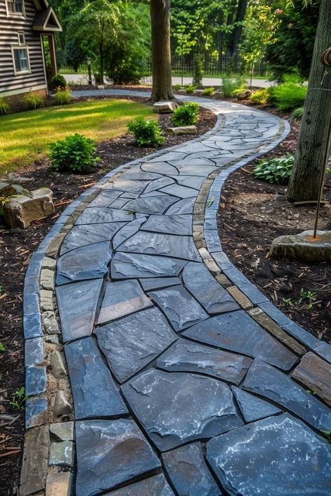 Flagstone Walkway, Walkways Paths, Walkway, Backyard Landscaping, Landscaping, Back Garden Landscaping