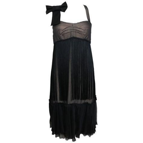 Preowned D&g By Dolce & Gabbana Black Sheer Silk Cocktail Dress (€435) ❤ liked on Polyvore featuring dresses, black, ribbon dress, double layer dress, fringe cocktail dress, spaghetti strap dress and preowned dresses Teen Vampire, Collage Pics, Dress Ribbon, Double Layer Dress, Taylor Songs, Fantasy Wardrobe, Alternate Universe, Ribbon Dress, Silk Cocktail Dress