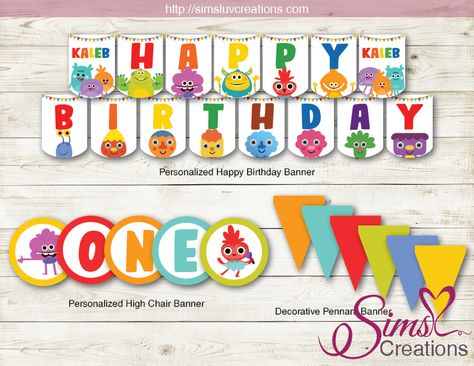 Super Simple Songs Birthday Party, Super Simple Monsters, Bumble Nums, Song Birthday, 3rd Birthday Party For Boy, Personalised Cupcake Toppers, Simple Songs