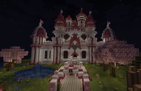 The textpack on this is from mizuno <3 Castle Minecraft, Pink Castle, Minecraft, Castle, Pink