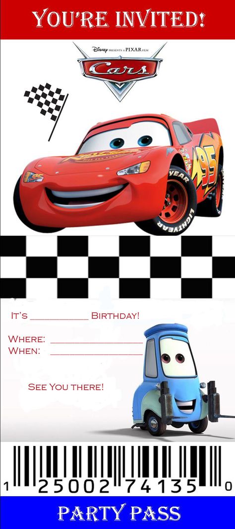 Lightning Mcqueen Party, Car Birthday Party Invitations, Cars Party Favors, Disney Car, Cars Invitation, Cars Birthday Party, Disney Cars Party, Cars Birthday Invitations, Disney Cars Birthday