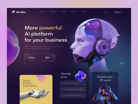 AI Technology Landing Page 🤖 by Zahid Amin for uiuxpo.io on Dribbble Page Design, Landing Page, Global Community, Technology