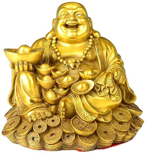 Feng Shui Decor Laughing Buddha Statue Maitreya Figurine Carrying Money Bag Happy Buddha for God Luck Brass Sculptures Home Decorations (Large) Feng Shui Money Frog, Laughing Buddha Statue, Buda Wallpaper, Feng Shui Good Luck, Gold Ingot, Feng Shui Living Room, Elephant Home Decor, Buddha Decor, Feng Shui Decor