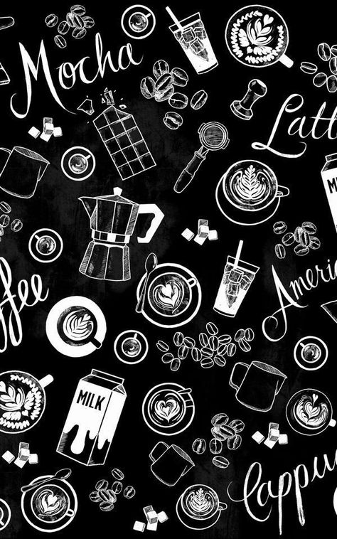 Kitchen Wallpaper Design, Papan Tulis Kapur, Papan Menu, Deur Sticker, Barista Training, Quotes Sassy, Coffee Doodle, Coffee Pattern, Inspirational Wallpaper